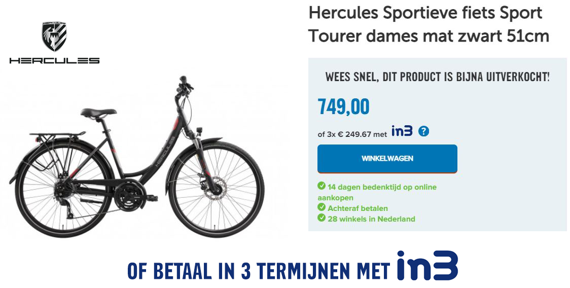 Hercules Sportieve fiets Sport Tourer dames mat zwart 51cm