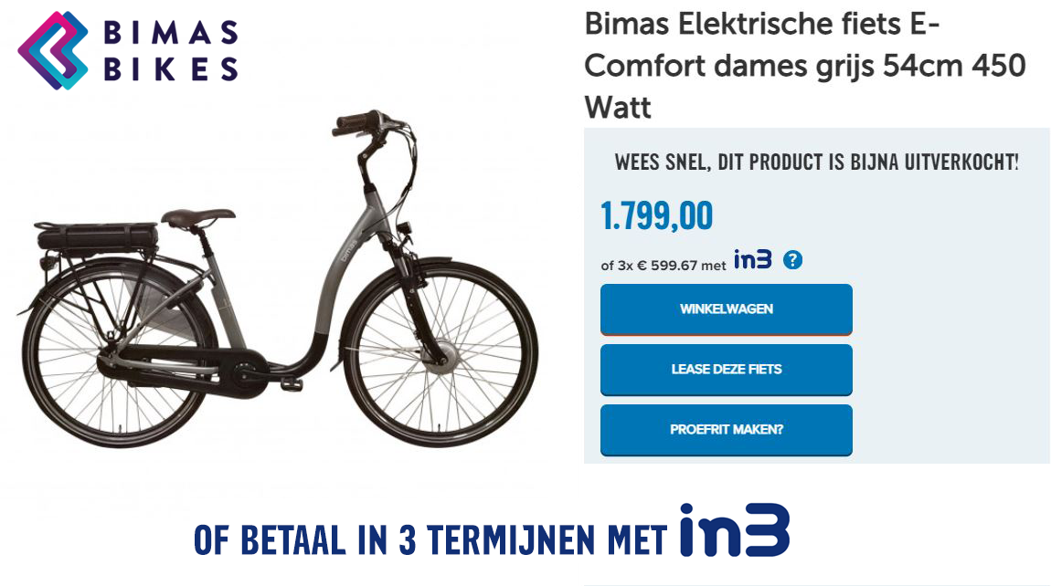 Bimas Elektrische fiets E-City 7.1 heren cool grijs 57cm 450 Watt