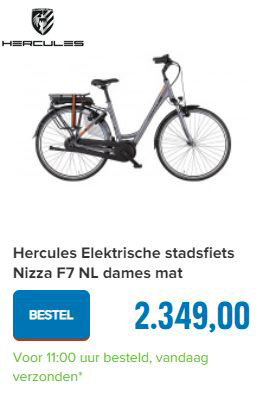 Hercules Elektrische stadsfiets Nizza F7 NL dames mat antraciet 55cm 400Wh