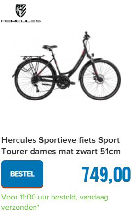 Hercules Sportieve fiets Sport Tourer dames mat zwart 51cm klein