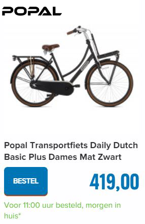 Popal Transportfiets Daily Dutch Basic Plus Dames Mat Zwart 50cm 