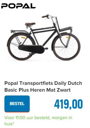 Popal Transportfiets Daily Dutch Basic Plus Heren Mat Zwart 50cm