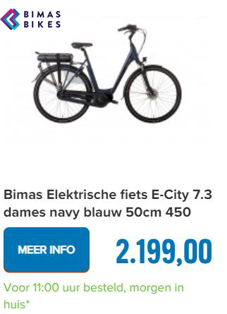 Bimas Elektrische fiets E-City 7.3 dames navy blauw 50cm 450 Watt