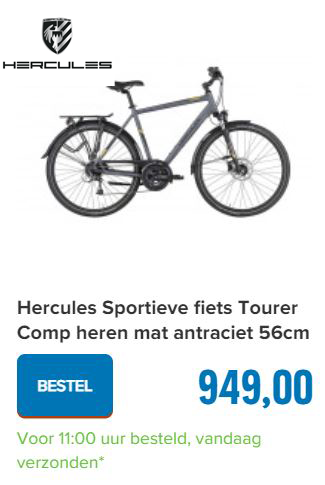 Hercules Sportieve fiets Tourer Comp heren mat antraciet 56cm