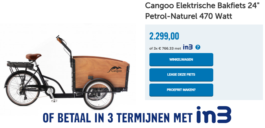 Cangoo Elektrische Bakfiets 24" Petrol-Naturel 470 WattCangoo Elektrische Bakfiets 24" Petrol-Naturel 470 Watt