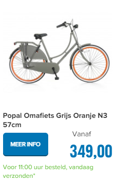 Popal Omafiets Grijs Oranje N3 57cm