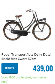 Popal Transportfiets Daily Dutch Basic Mat Zwart 57cm