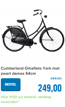 Cumberland Omafiets York mat zwart dames 54cm