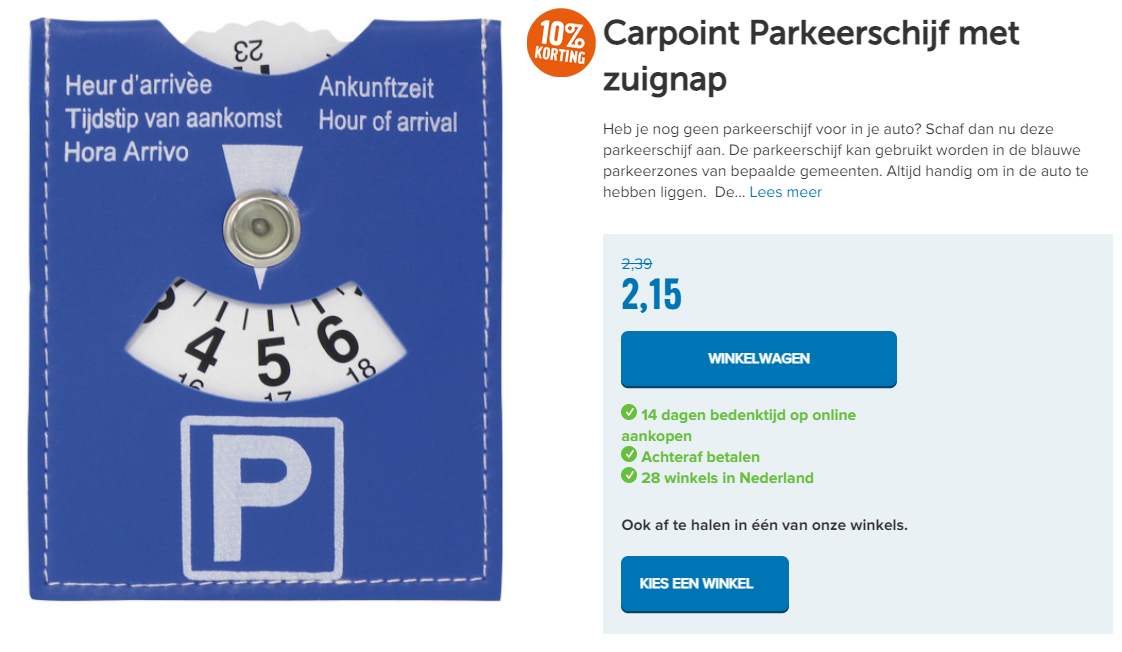 Carpoint Parkeerschijf met zuignap