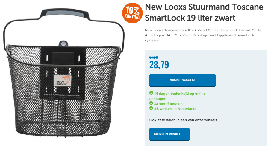 New Looxs Stuurmand Toscane SmartLock 19 liter zwart