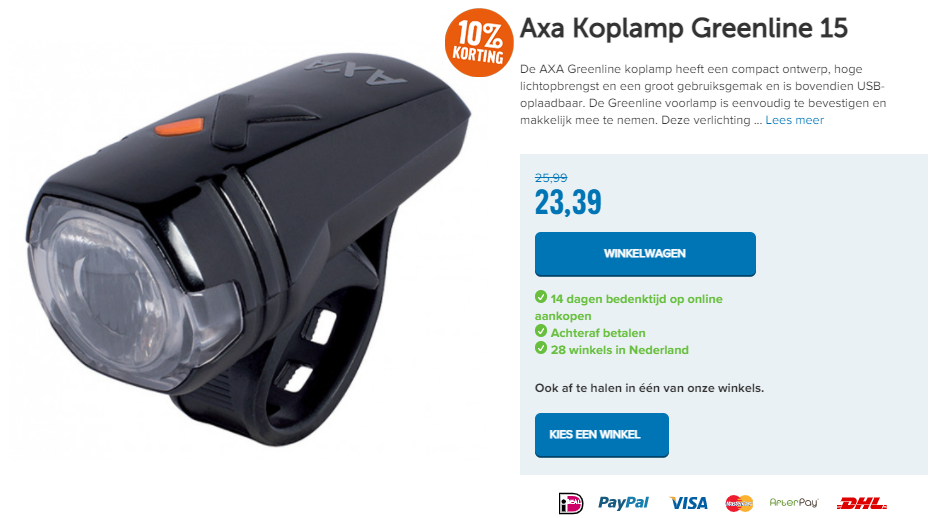 Axa Koplamp Greenline 15