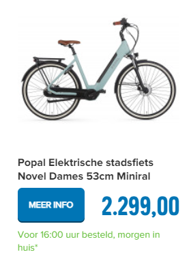 Popal Elektrische stadsfiets Novel Dames 53cm Miniral Green