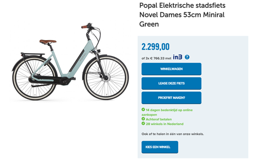 Popal Elektrische stadsfiets Novel Dames 53cm Miniral Green