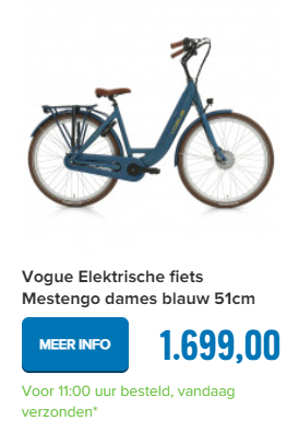 Vogue Elektrische fiets Mestengo dames blauw 51cm 468 Watt