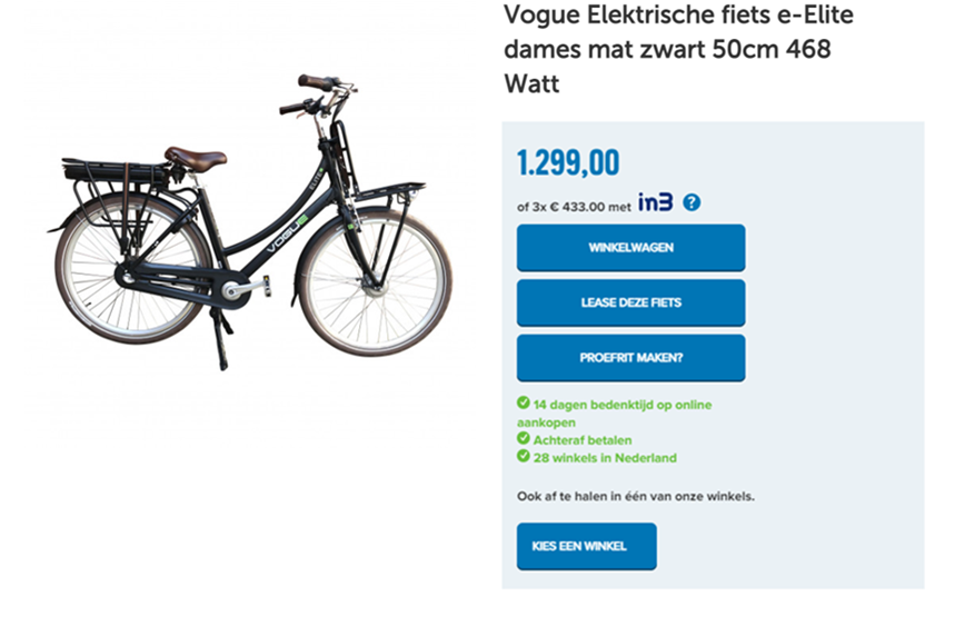 Vogue Elektrische fiets e-Elite dames mat zwart 50cm 468 Watt