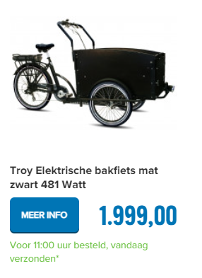 Troy Elektrische bakfiets mat zwart 481 Watt