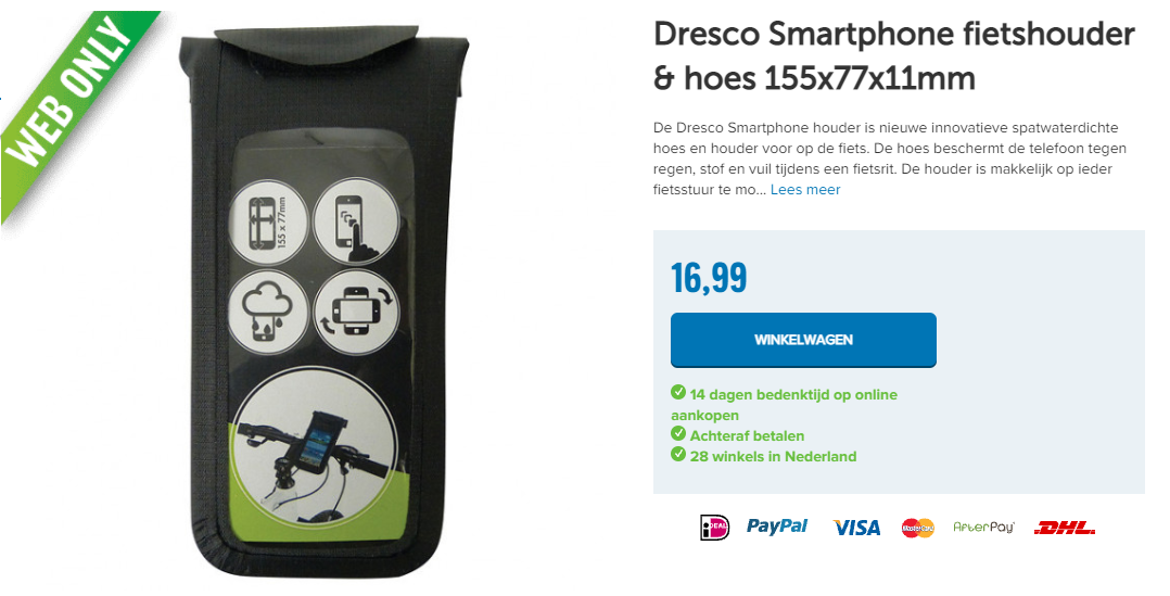 Dresco Smartphone fietshouder & hoes 155x77x11mm