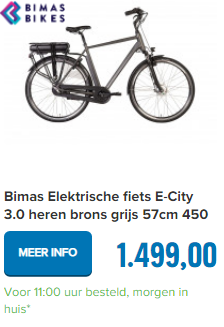 Bimas Elektrische fiets E-City 3.0 heren brons grijs 57cm 450 Watt