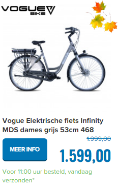 Vogue Elektrische fiets Infinity MDS dames grijs 53cm 468 Watt