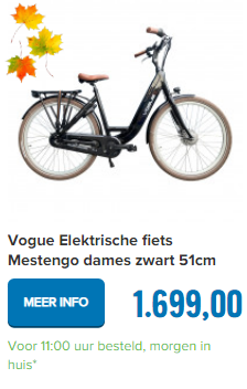 Vogue Elektrische fiets Mestengo dames zwart 51cm 468 Watt