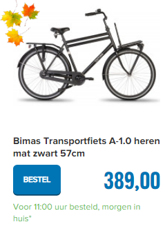 Bimas Transportfiets A-1.0 heren mat zwart 57cm