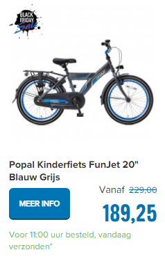 Popal Kinderfiets FunJet 20" Blauw Grijs