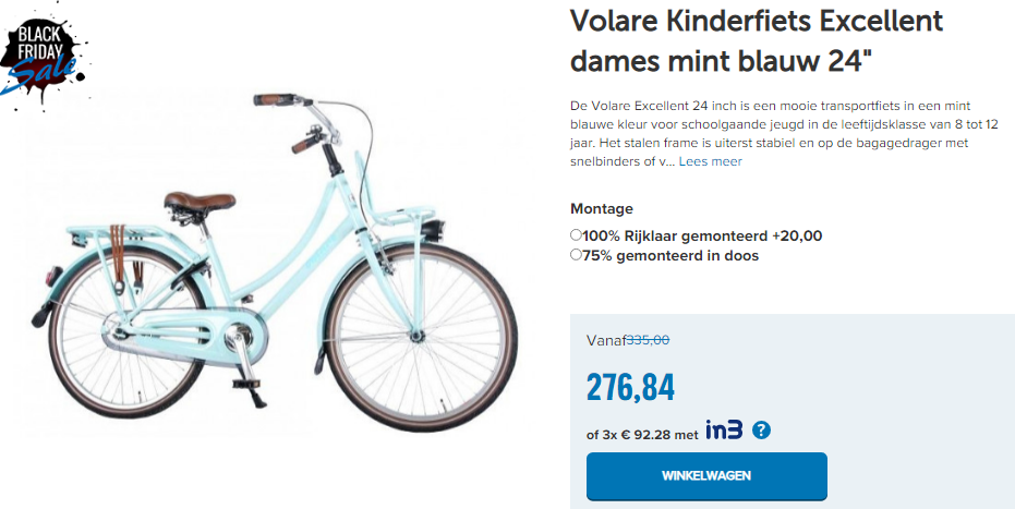 Volare Kinderfiets Excellent dames mint blauw 24"