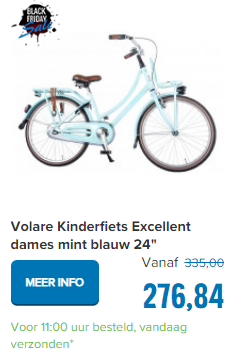 Volare Kinderfiets Excellent dames mint blauw 24"