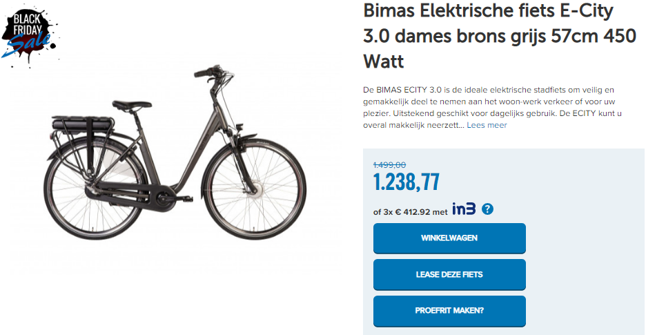 Bimas Elektrische fiets E-City 3.0 dames brons grijs 57cm 450 Watt