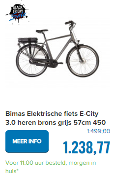 Bimas Elektrische fiets E-City 3.0 heren brons grijs 57cm 450 Watt