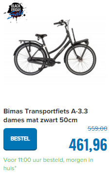 Bimas Transportfiets A-3.3 dames mat zwart 50cm