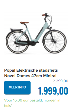 Popal Elektrische stadsfiets Novel Dames 47cm Miniral Green