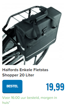 Halfords Enkele Fietstas Shopper 20 Liter