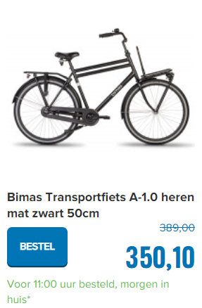 Bimas Transportfiets A-1.0 heren mat zwart 50cm