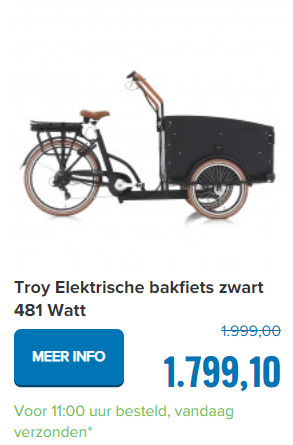 Troy Elektrische bakfiets zwart 481 Watt