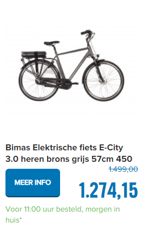 Bimas Elektrische fiets E-City 3.0 heren brons grijs 57cm 450 Watt