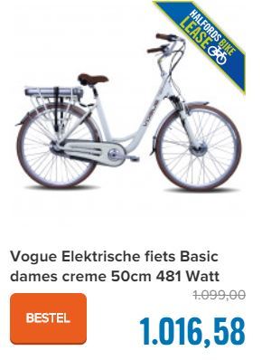 Vogue Elektrische fiets Basic dames creme 50cm 481 Watt