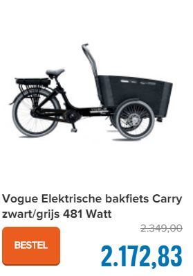 Vogue Elektrische bakfiets Carry zwart/grijs 481 Watt