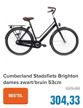 Cumberland Stadsfiets Brighton dames zwart/bruin 57cm