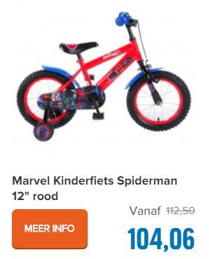 Marvel Kinderfiets Spiderman 12" rood