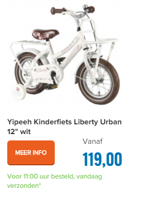 Yipeeh Kinderfiets Liberty Urban 12" wit