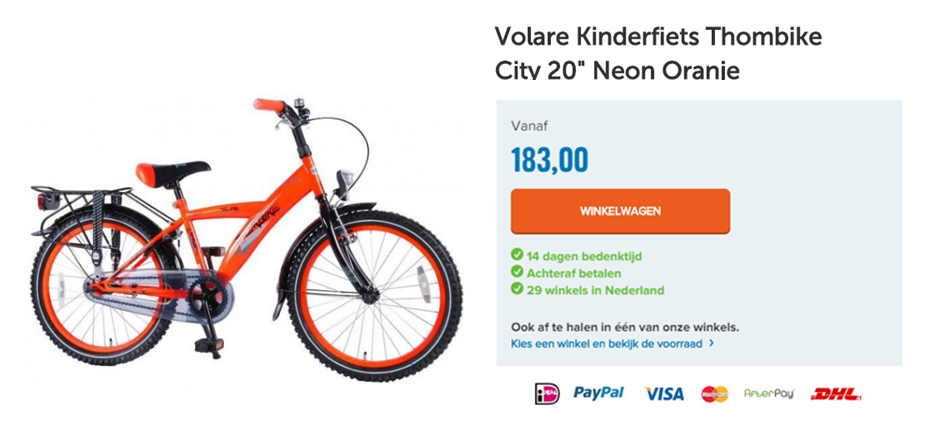 Volare Kinderfiets Thombike City 20" Neon Oranje