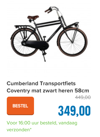 Cumberland Transportfiets Coventry mat zwart heren 58cm