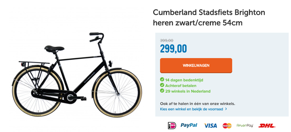 Cumberland Stadsfiets Brighton heren zwart/creme 54cm