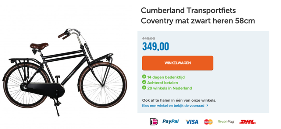 Cumberland Transportfiets Coventry mat zwart heren 58cm