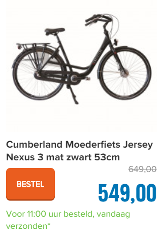 Cumberland Moederfiets Jersey Nexus 3 mat zwart 53cm