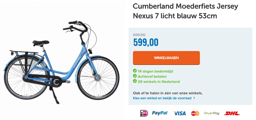 Cumberland Moederfiets Jersey Nexus 7 licht blauw 53cm