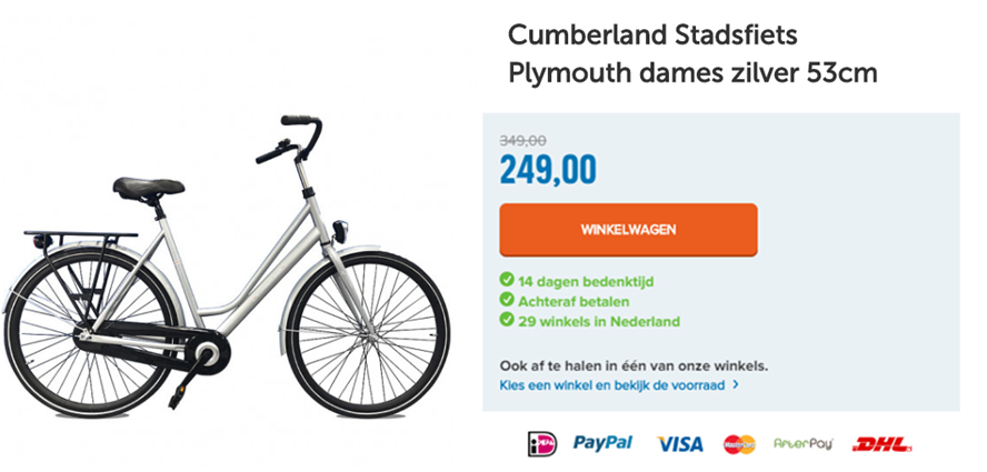 Cumberland Stadsfiets Plymouth dames zilver 53cm