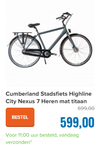 Cumberland Stadsfiets Highline City Nexus 7 Heren mat titaan 54cm