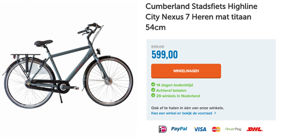 Cumberland Stadsfiets Highline City Nexus 7 Heren mat titaan 54cm